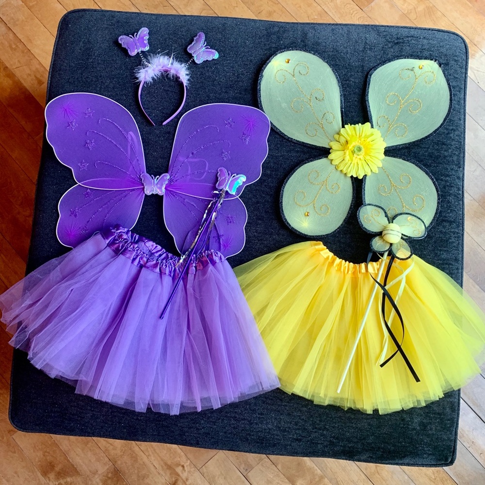 Girls Tutu and Wings Fairy Costume Bundle of 2